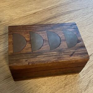 Wooden Decorative Box with Metal Inlay